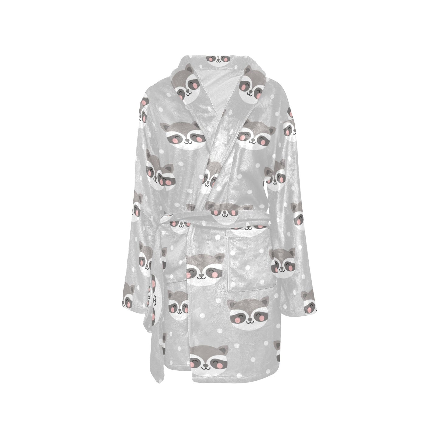 Raccoon Pattern Print Design A04 Women's Fleece Robe