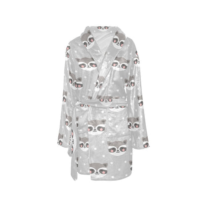 Raccoon Pattern Print Design A04 Women's Fleece Robe