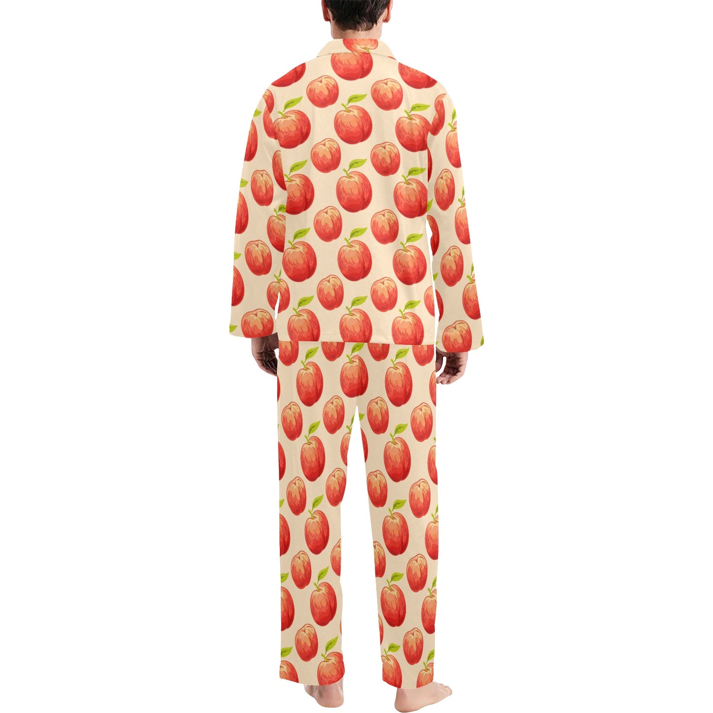 Peach Pattern Print Design A03 Men's Long Pajama Set