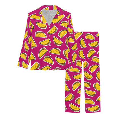 Taco Pattern Print Design TC01 Women's Long Pajama Set