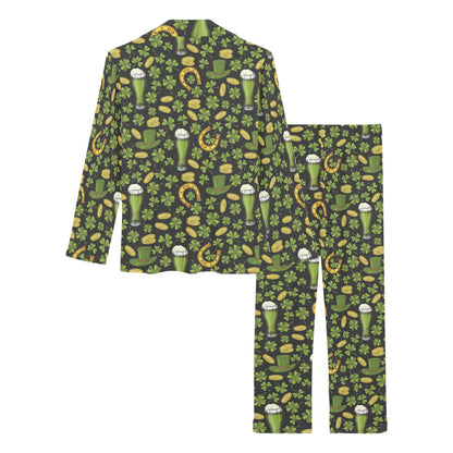 Clover St Patricks Pattern Print Design 03 Women's Long Pajama Set