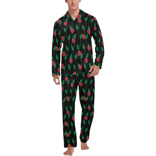 Cranberry Pattern Print Design CB01 Men's Long Pajama Set