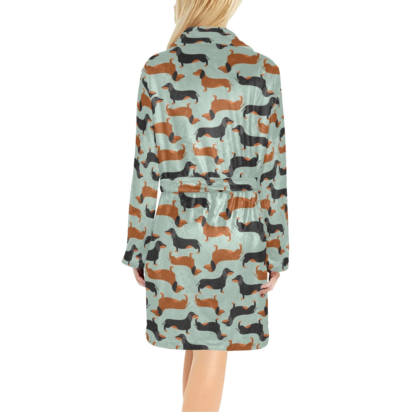 Dachshund Cute Print Pattern Women's Fleece Robe