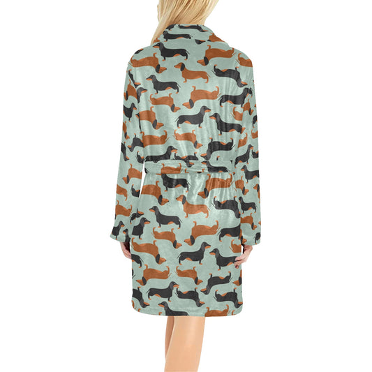 Dachshund Cute Print Pattern Women's Fleece Robe