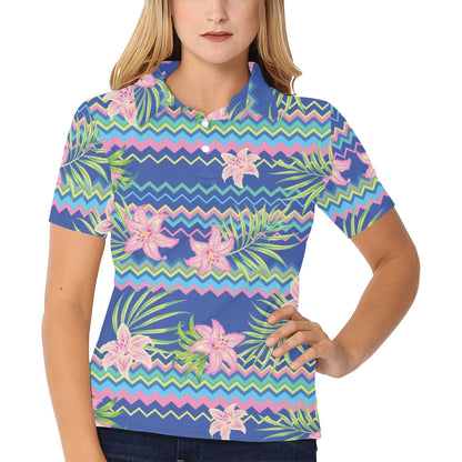 Lily Pattern Print Design LY015 Women's Polo Shirt