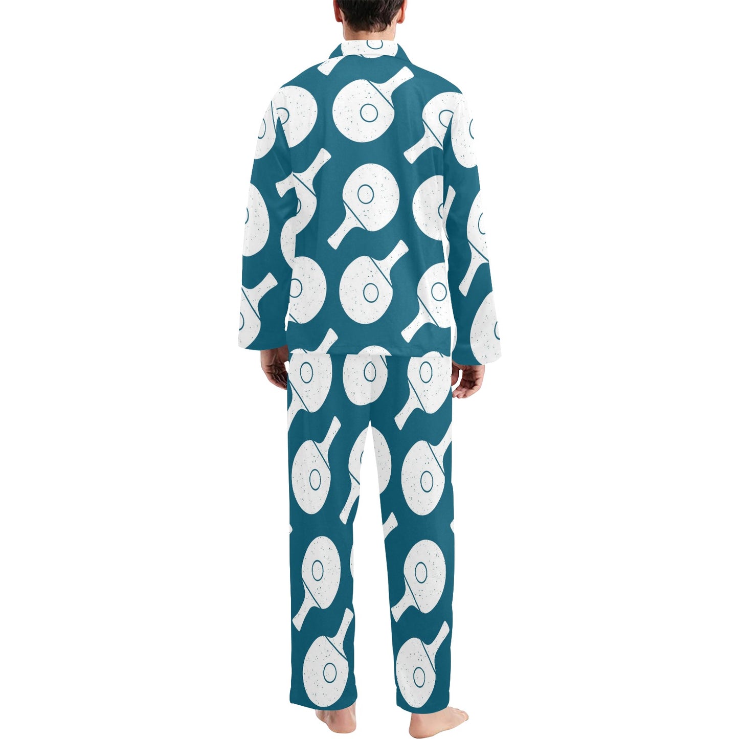 Ping Pong Pattern Print Design A02 Men's Long Pajama Set