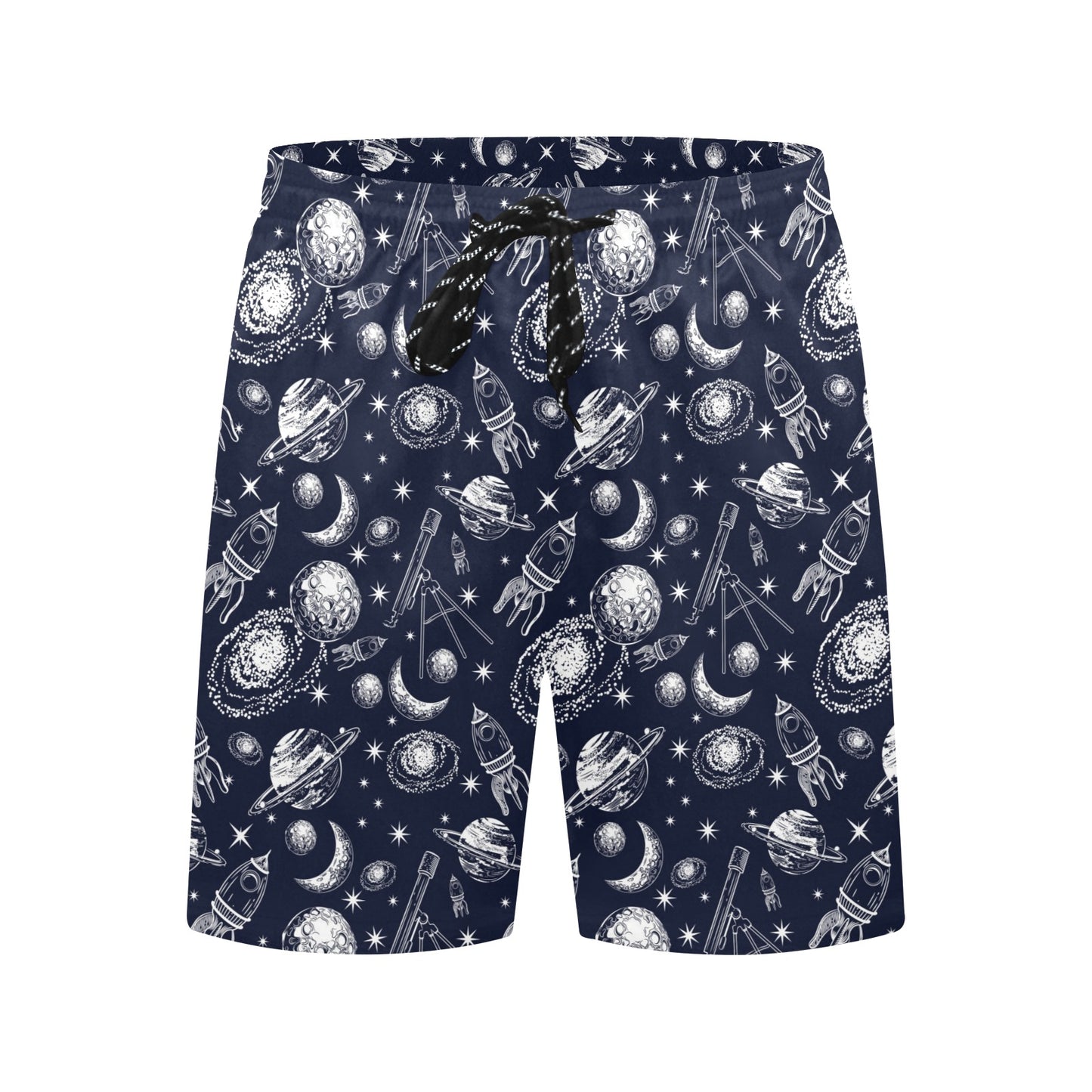Space Rocket Print Design LKS301 Men's Swim Trunks Beach Shorts