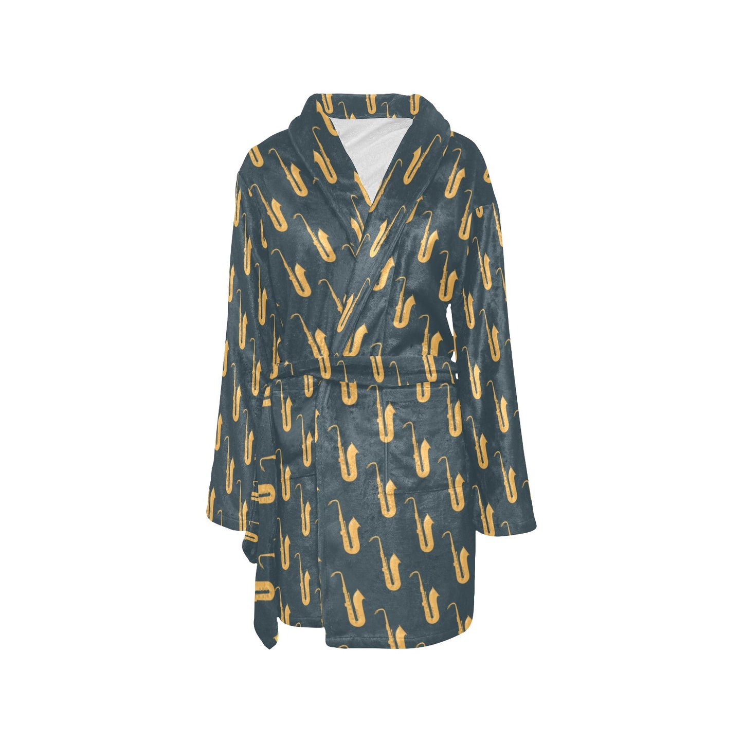 Saxophone Print Design LKS401 Women's Fleece Robe
