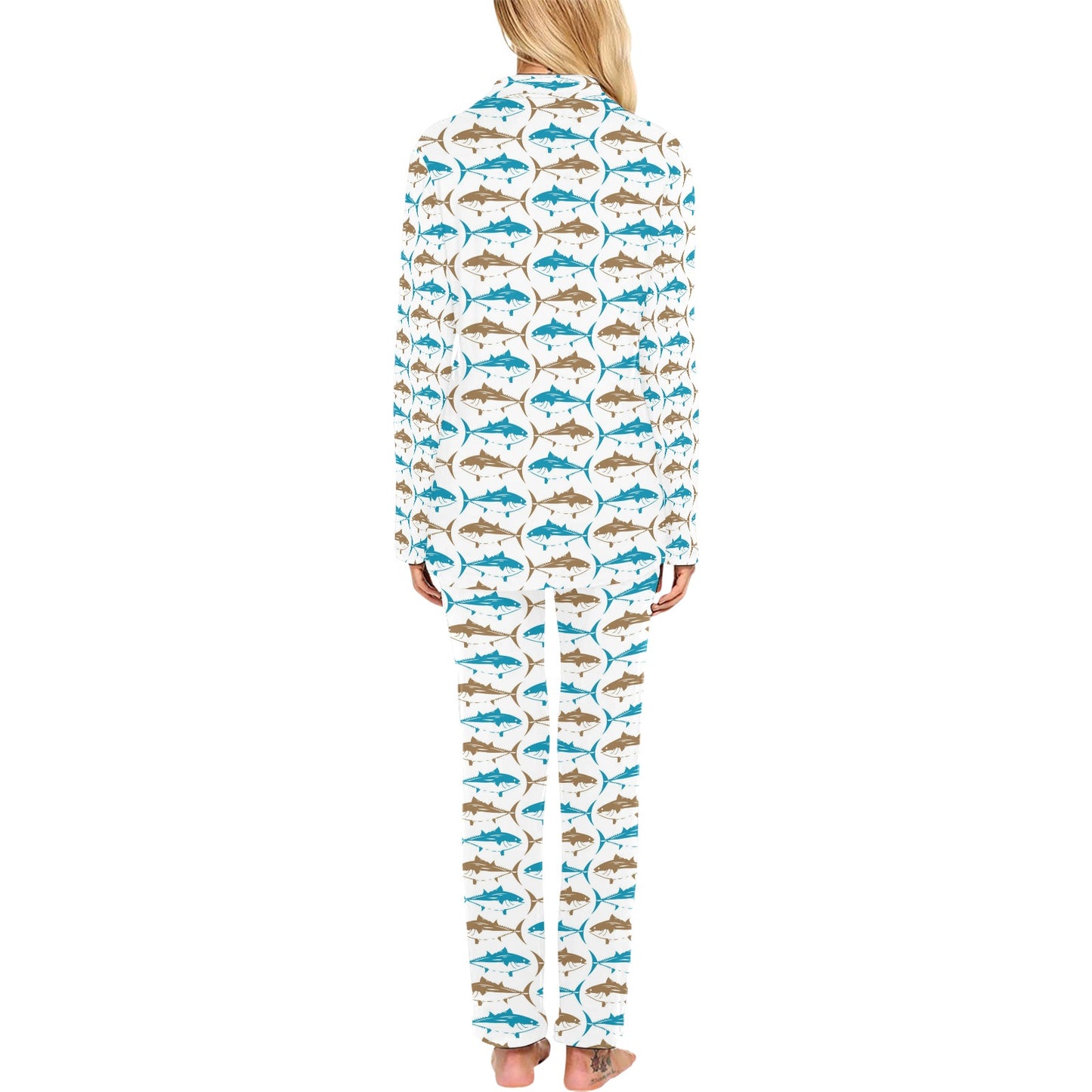 Tuna Fish Print Design LKS301 Women's Long Pajama Set