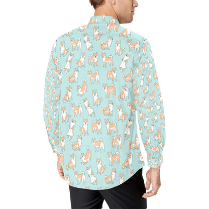 Shiba Inu Print Design LKS304 Men's Long Sleeve Dress Shirt