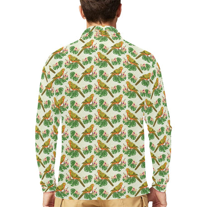 Conures Pattern Print Design 01 Long Sleeve Polo Shirt For Men's