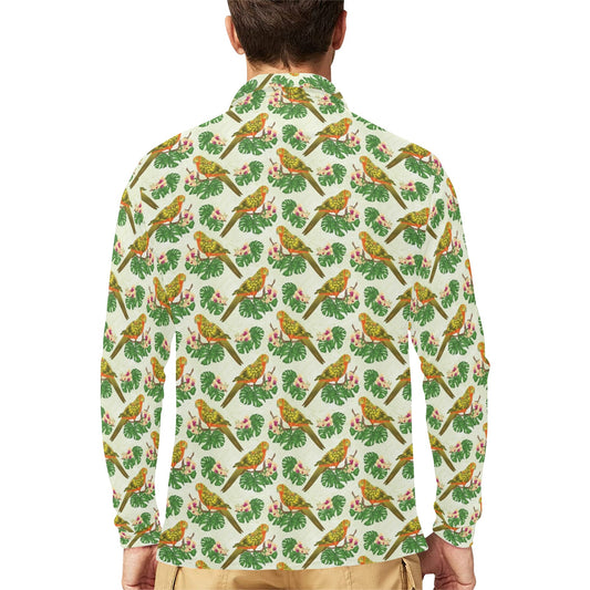 Conures Pattern Print Design 01 Long Sleeve Polo Shirt For Men's