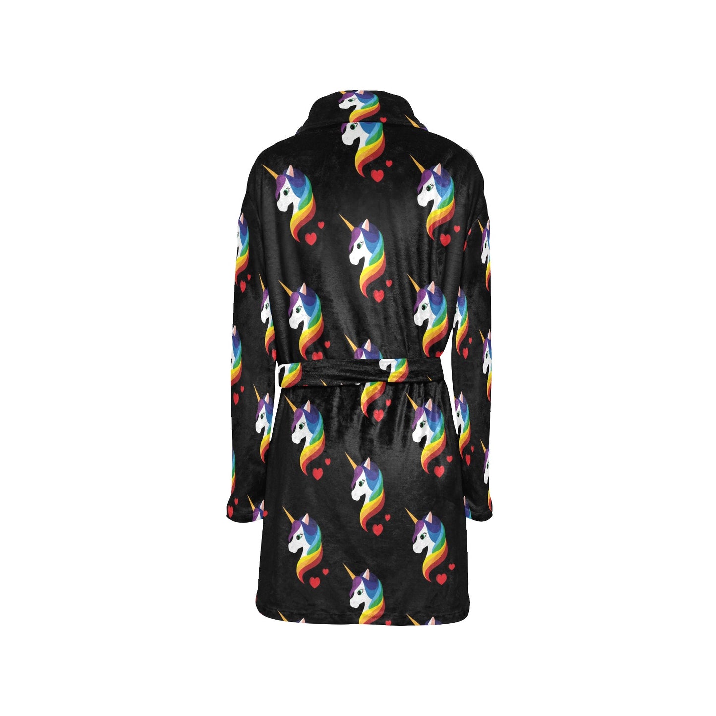 Rainbow Unicorn Pattern Print Design A03 Women's Fleece Robe