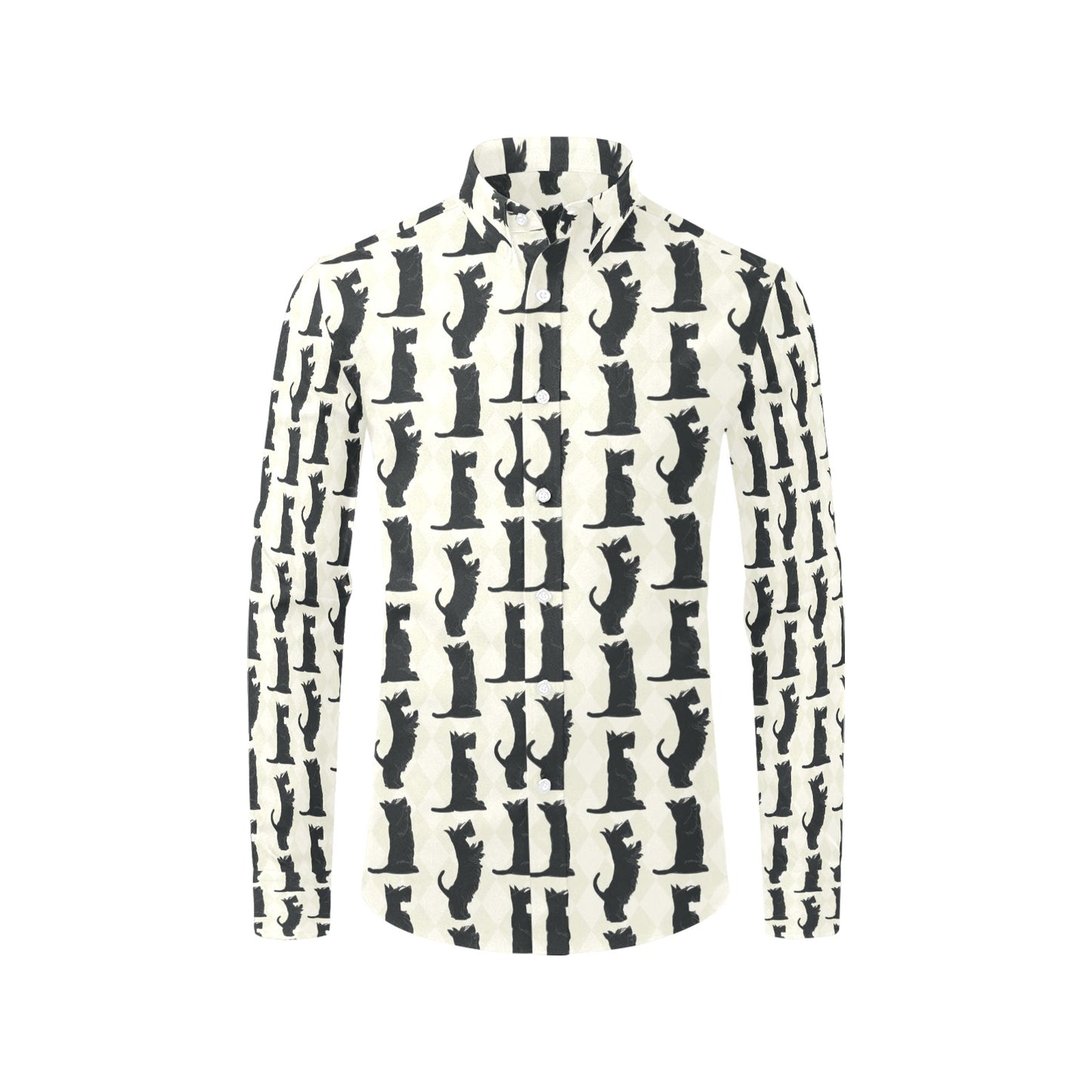 Scottish Terriers Print Design LKS309 Men's Long Sleeve Dress Shirt