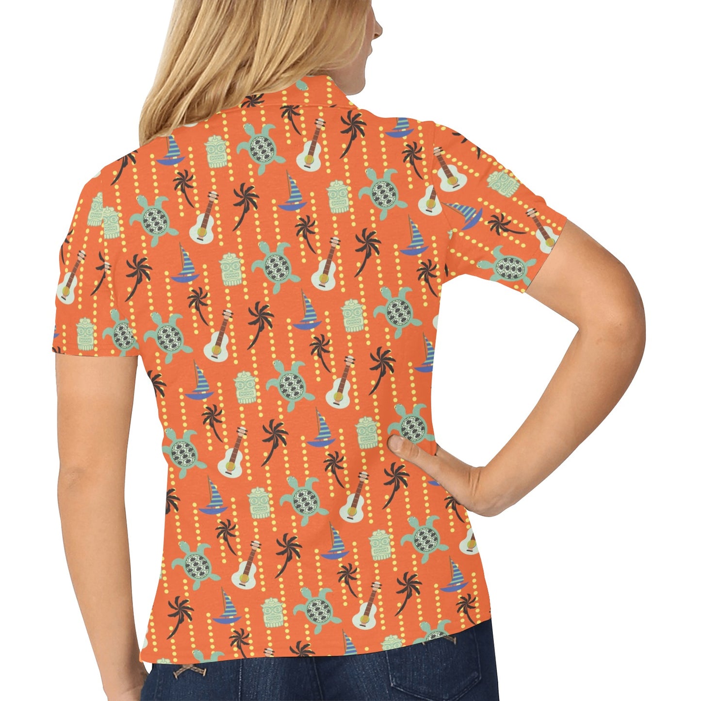 Ukulele Print Design LKS402 Women's Polo Shirt