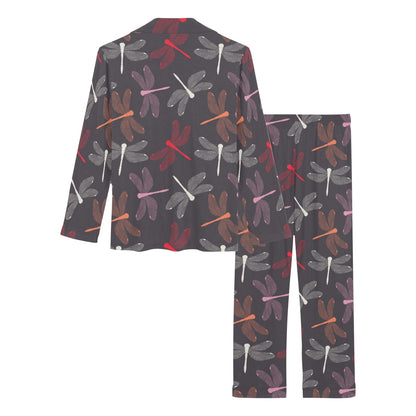 Dragonfly Pattern Print Design 01 Women's Long Pajama Set