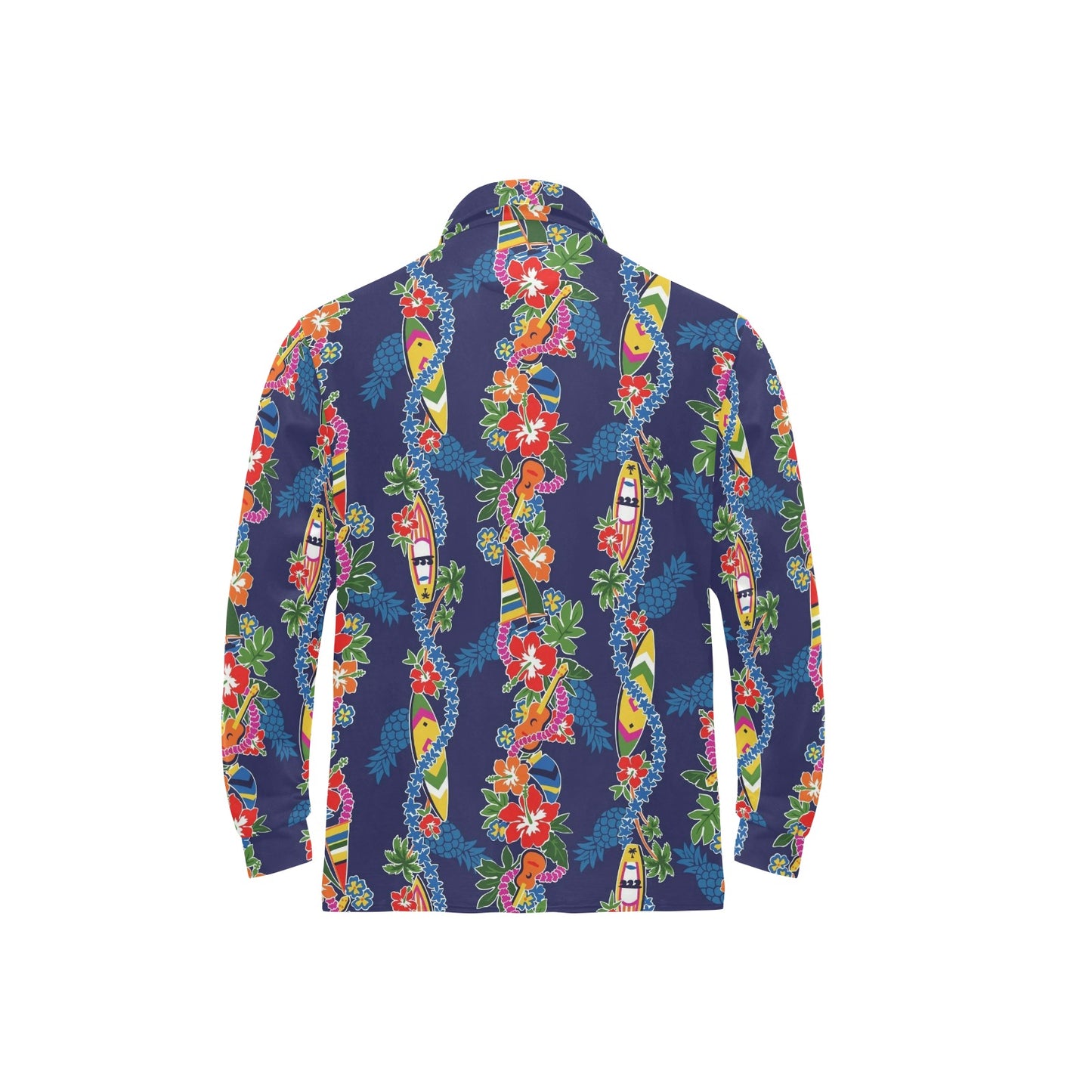 Hawaiian Themed Pattern Print Design H04 Long Sleeve Polo Shirt For Men's
