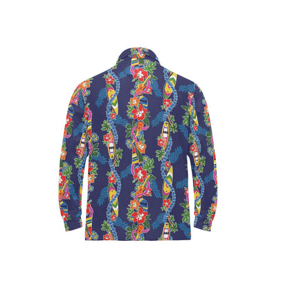 Hawaiian Themed Pattern Print Design H04 Long Sleeve Polo Shirt For Men's