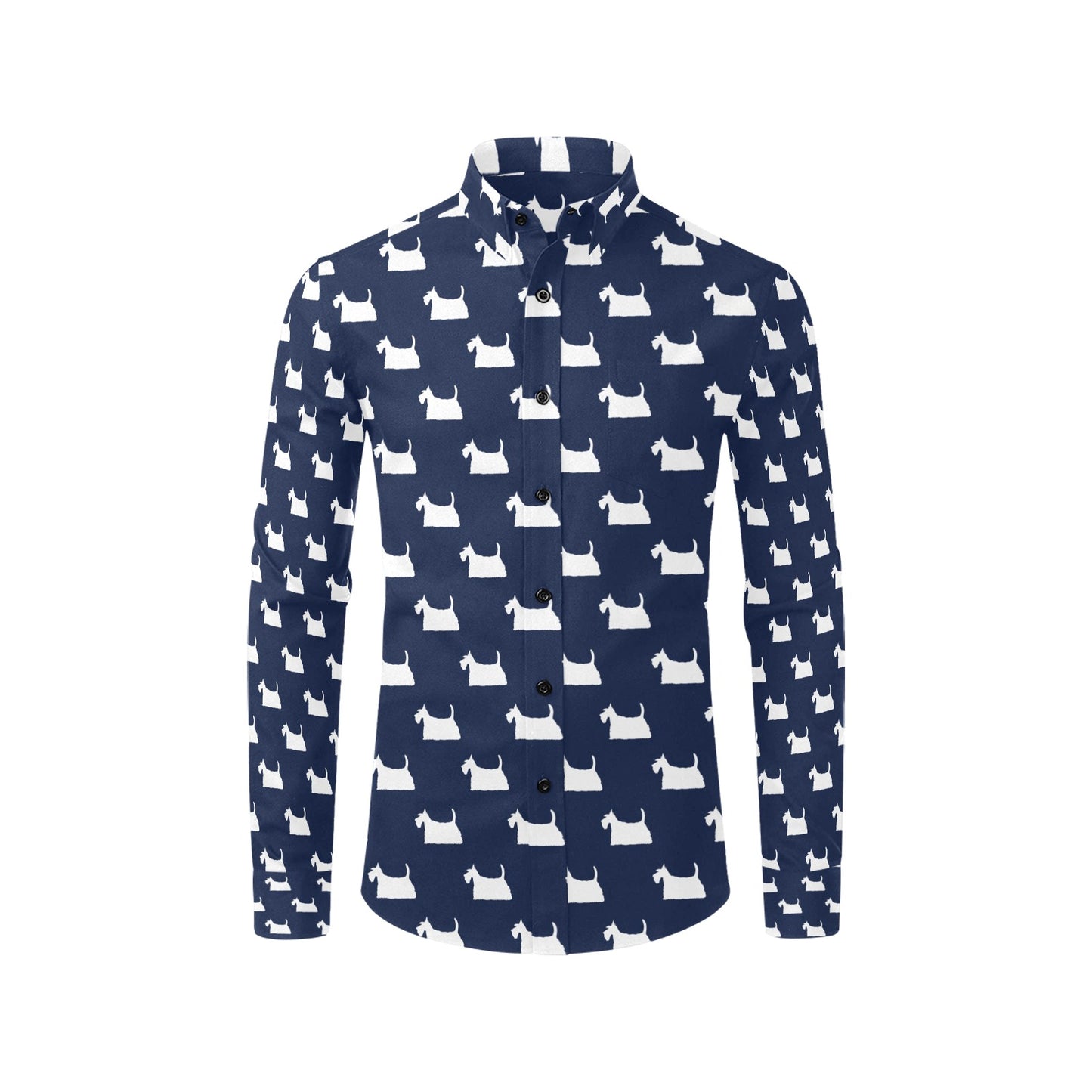 Scottish Terriers Print Design LKS303 Men's Long Sleeve Dress Shirt