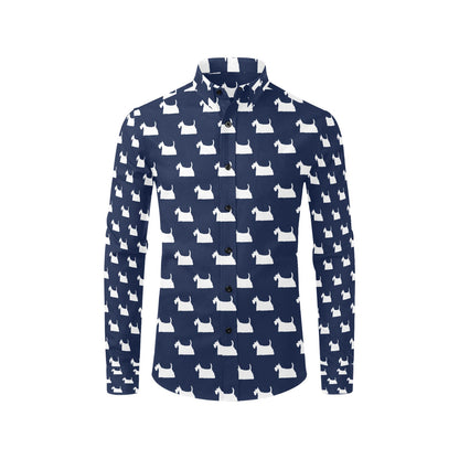 Scottish Terriers Print Design LKS303 Men's Long Sleeve Dress Shirt