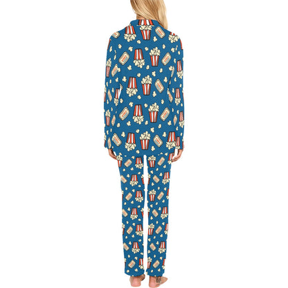 Popcorn Pattern Print Design A03 Women's Long Pajama Set