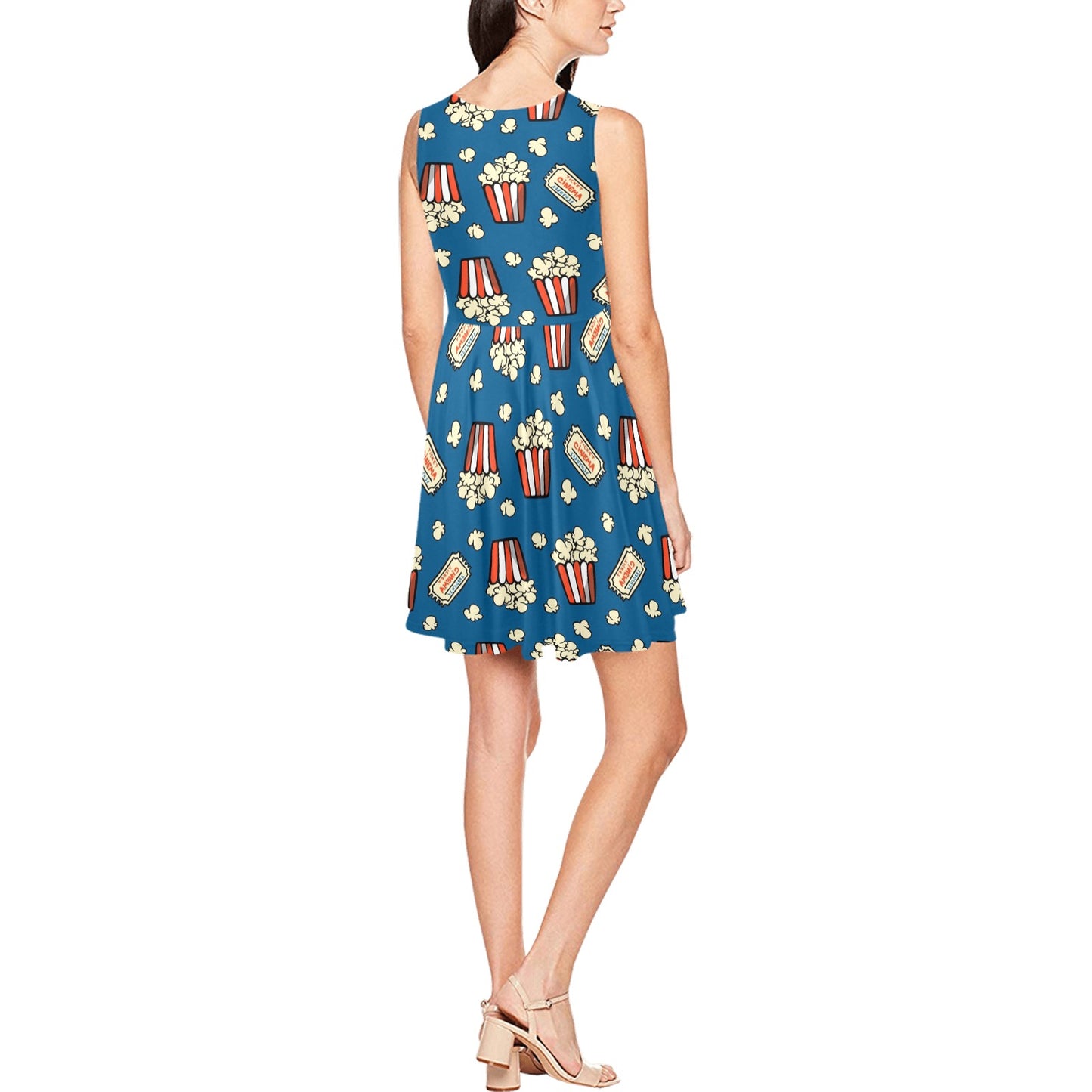 Popcorn Pattern Print Design A03 Sleeveless Dress