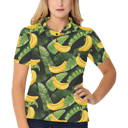 Banana Pattern Print Design BA01 Women's Polo Shirt