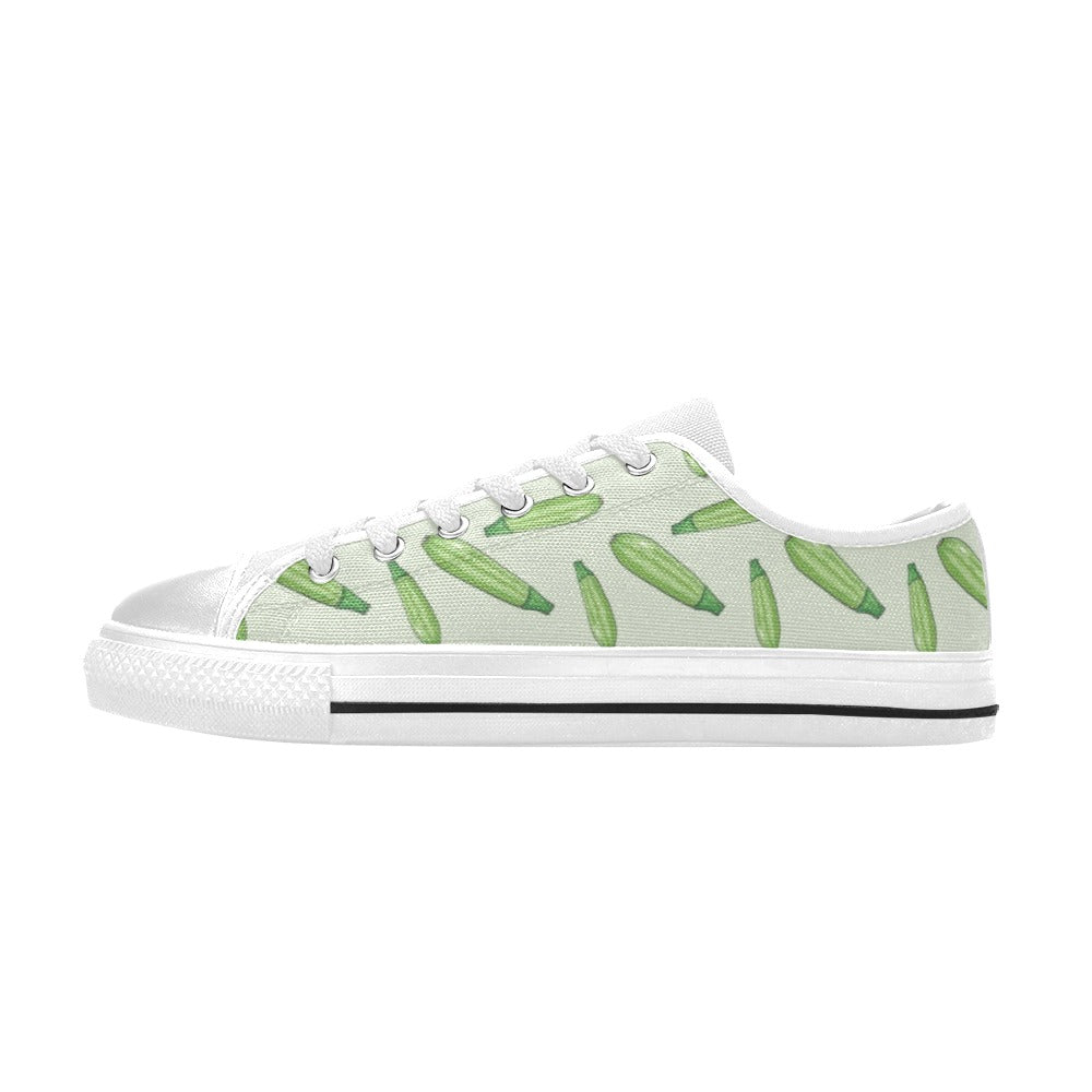 Zucchini Print Design LKS302 Women's White Low Top Shoes