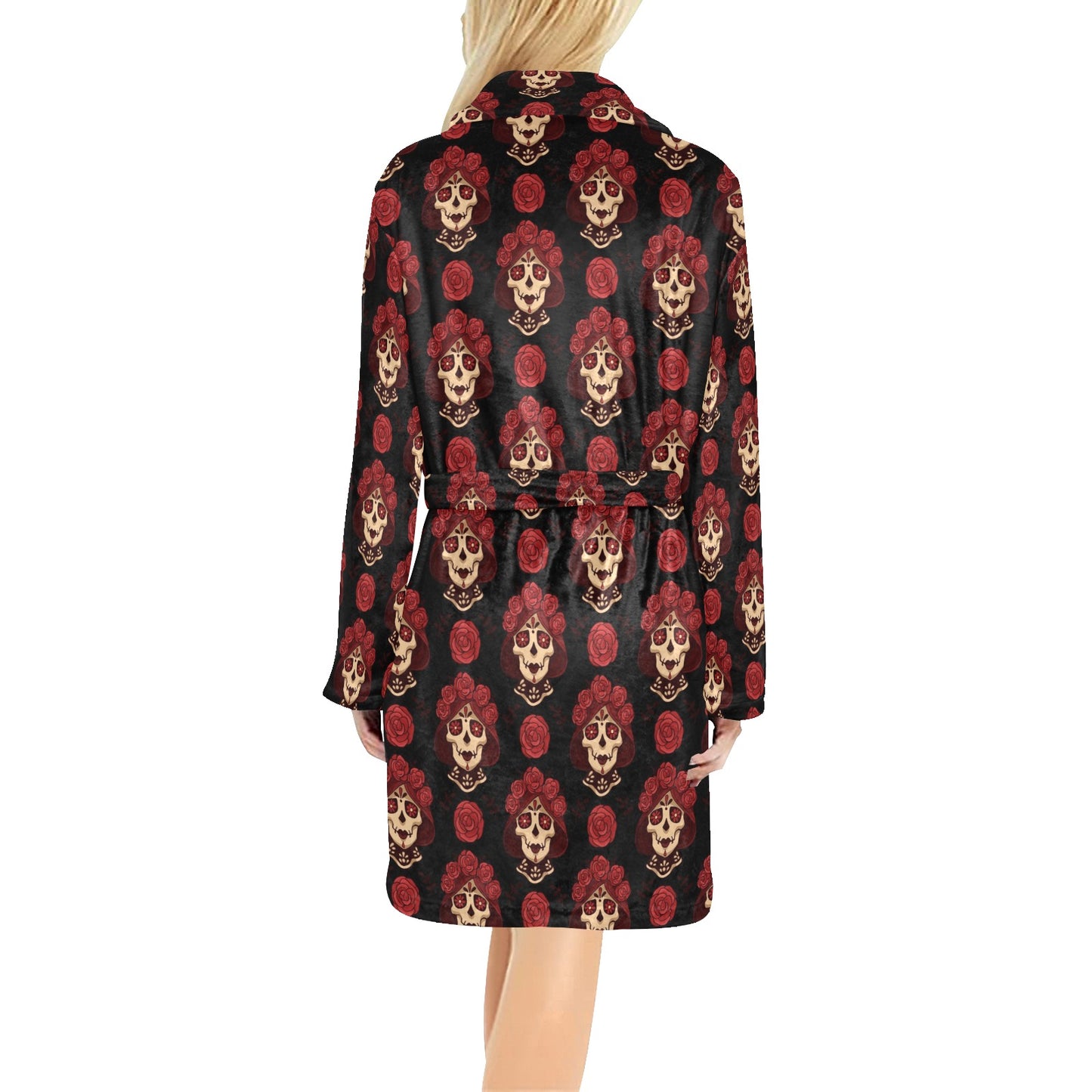 Day of the Dead Skull Girl Pattern Women's Fleece Robe