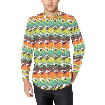 Electric Guitar Print Design LKS401 Men's Long Sleeve Dress Shirt