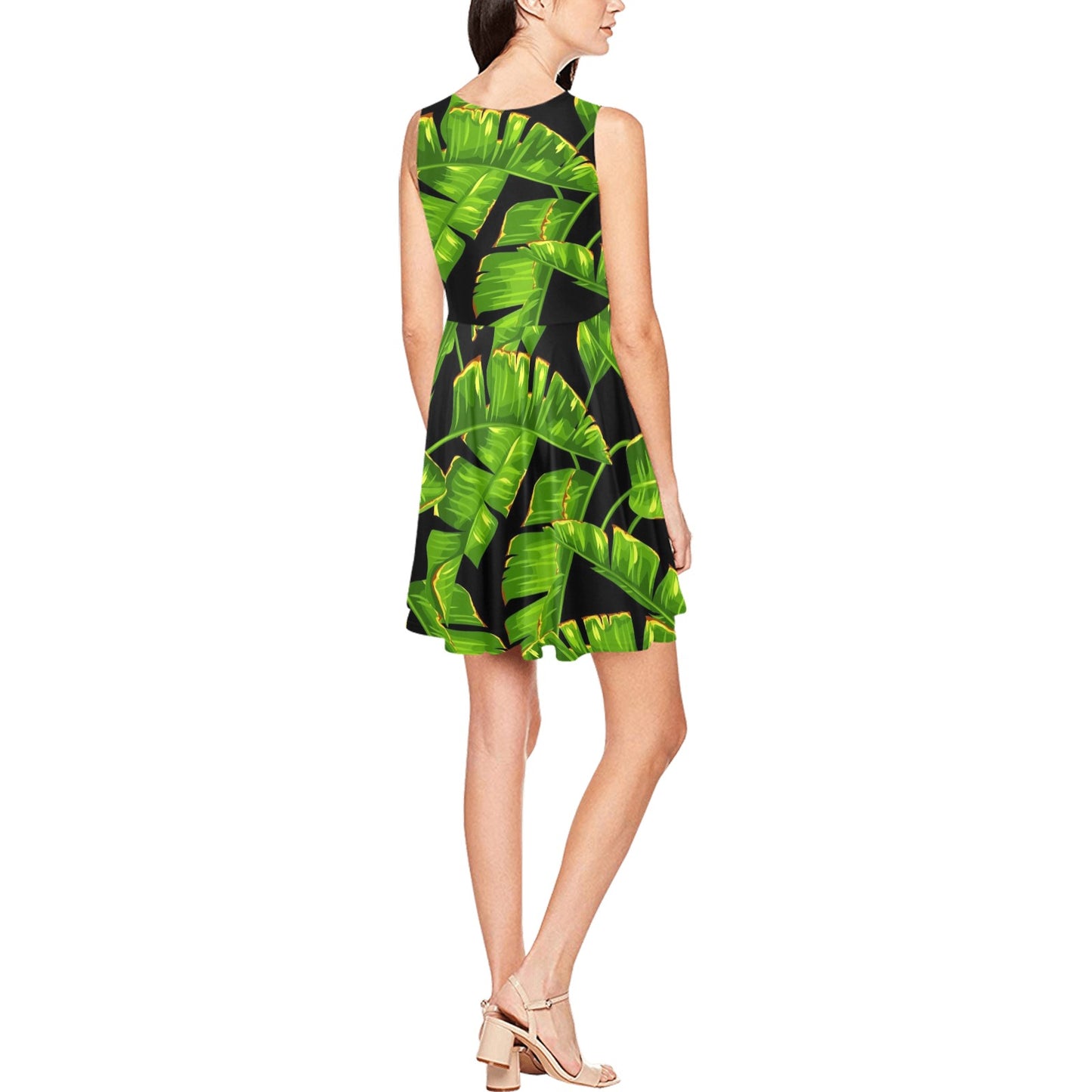 Banana Leaf Pattern Print Design BL06 Sleeveless Dress
