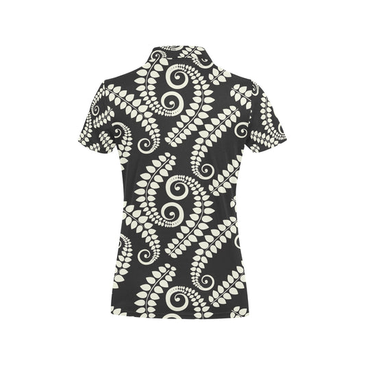 Fern Leave Print Pattern Women's Polo Shirt