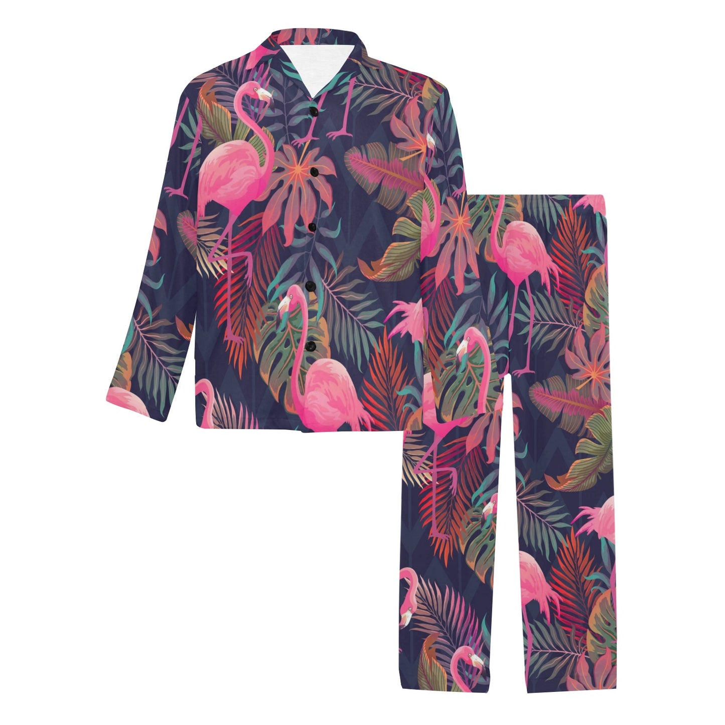 Flamingo Tropical Pattern Men's Long Pajama Set