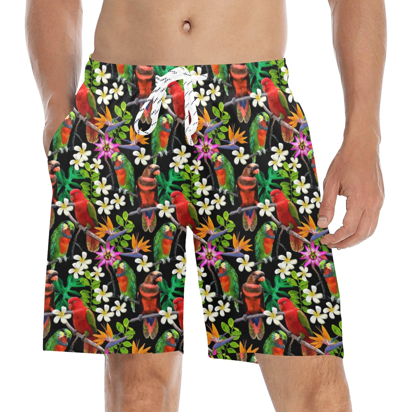 Parrot Design Print Men's Swim Trunks Beach Shorts