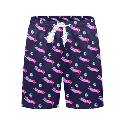 Zombie Pink Hand Design Pattern Print Men's Swim Trunks Beach Shorts