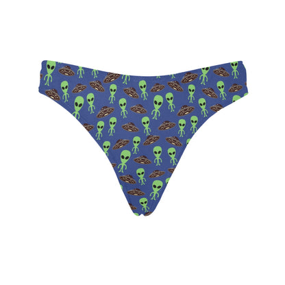 Alien Green UFO Pattern Women's Thongs