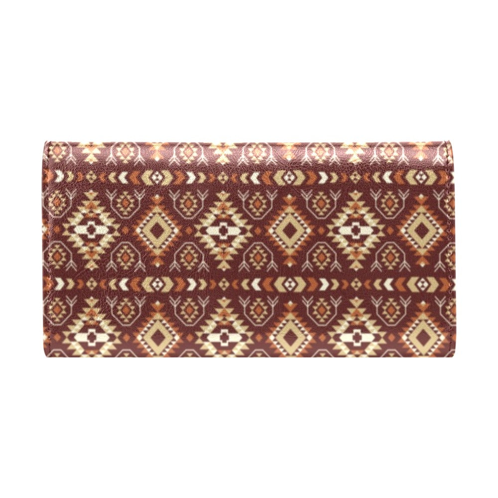 Navajo Native Color Print Pattern Women's Trifold Wallet