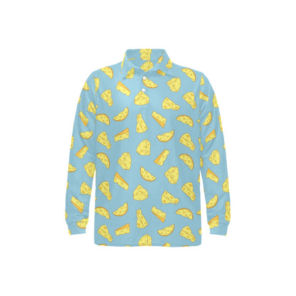 Cheese Pattern Print Design 04 Long Sleeve Polo Shirt For Men's