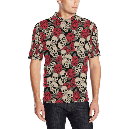Skull And Roses Print Design LKS301 Men Polo Shirt