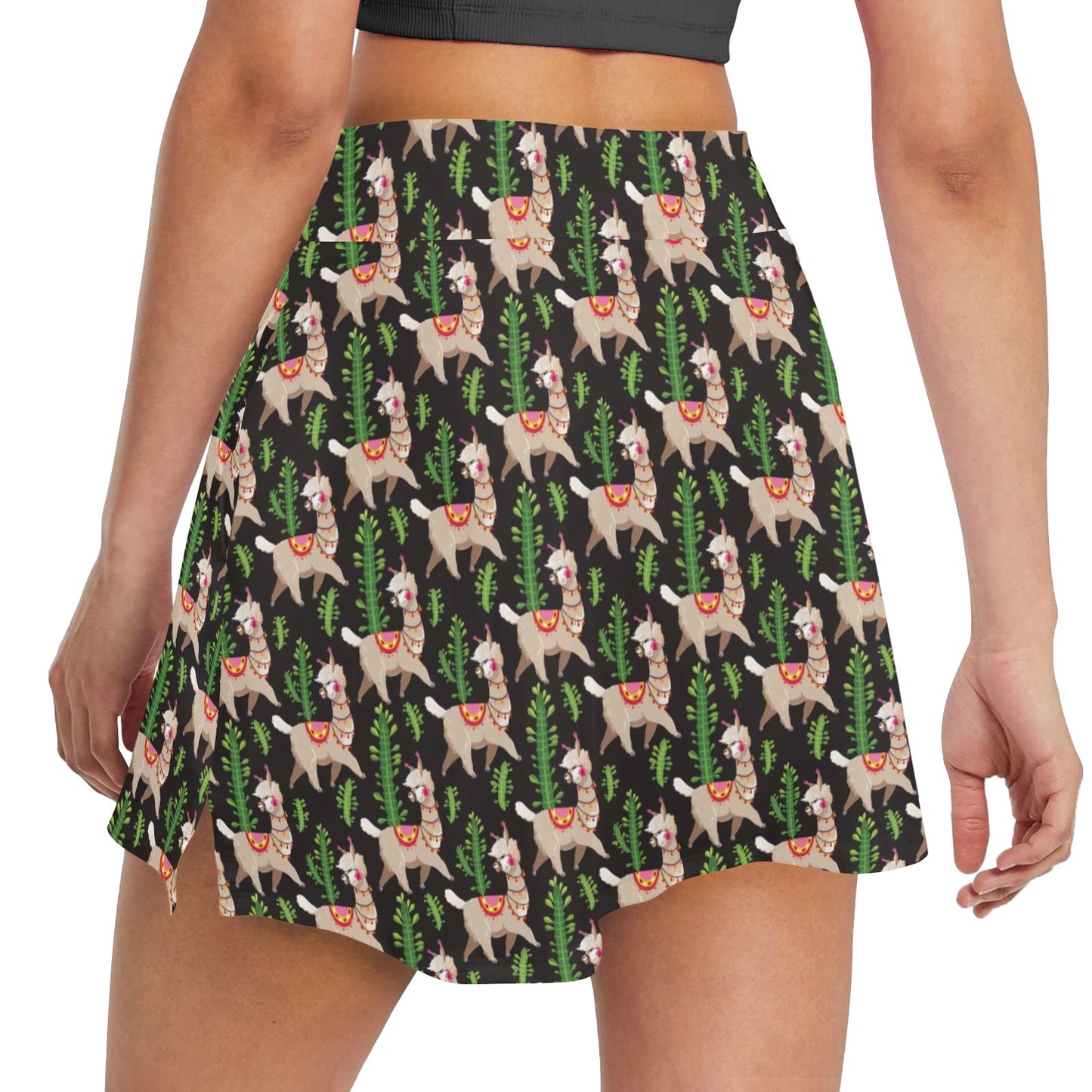 Alpaca Cactus Design Themed Print 17" Golf & Pickleball Skort with Pockets
