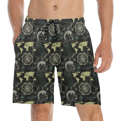 World Map Print Design LKS303 Men's Swim Trunks Beach Shorts