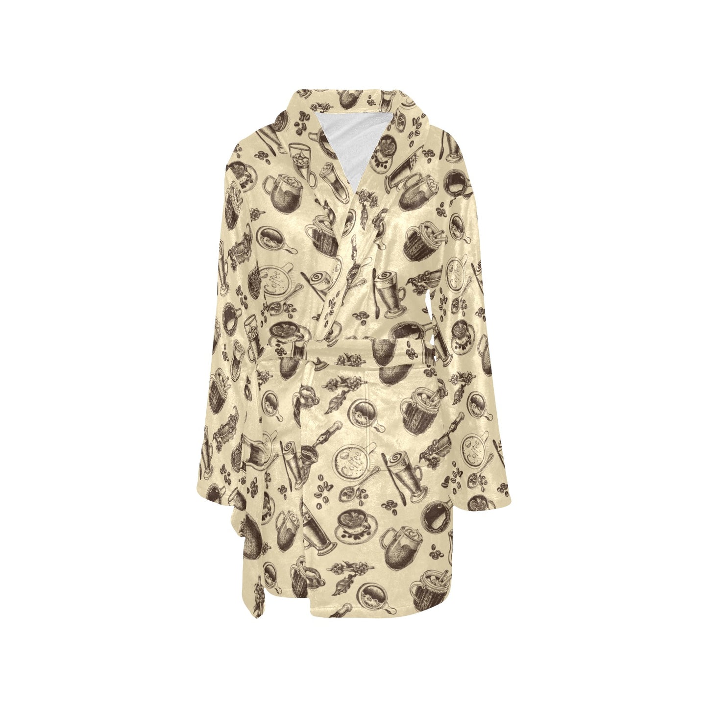 Coffee Pattern Print Design 05 Women's Fleece Robe