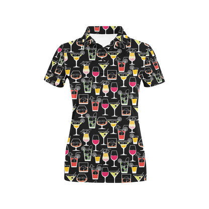 Cocktail Pattern Print Design 01 Women's Polo Shirt