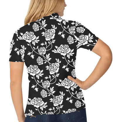 Rose Pattern Print Design RO013 Women's Polo Shirt