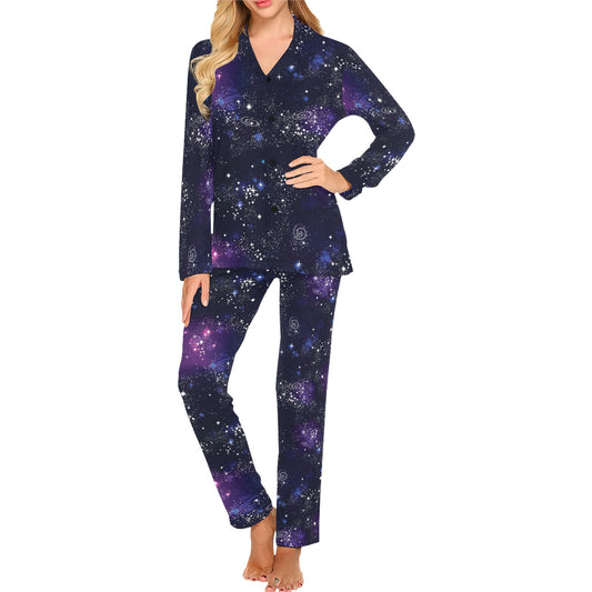 Cosmic Pattern Print Design 03 Women's Long Pajama Set