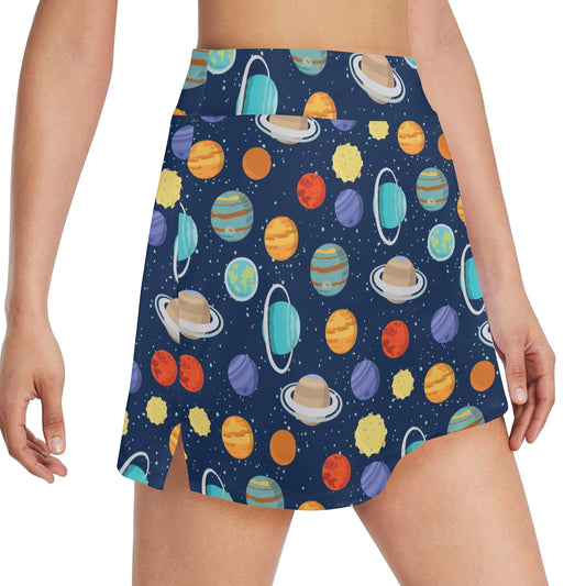 Planet With Star Print Design LKS303 17" Golf & Pickleball Skort with Pockets