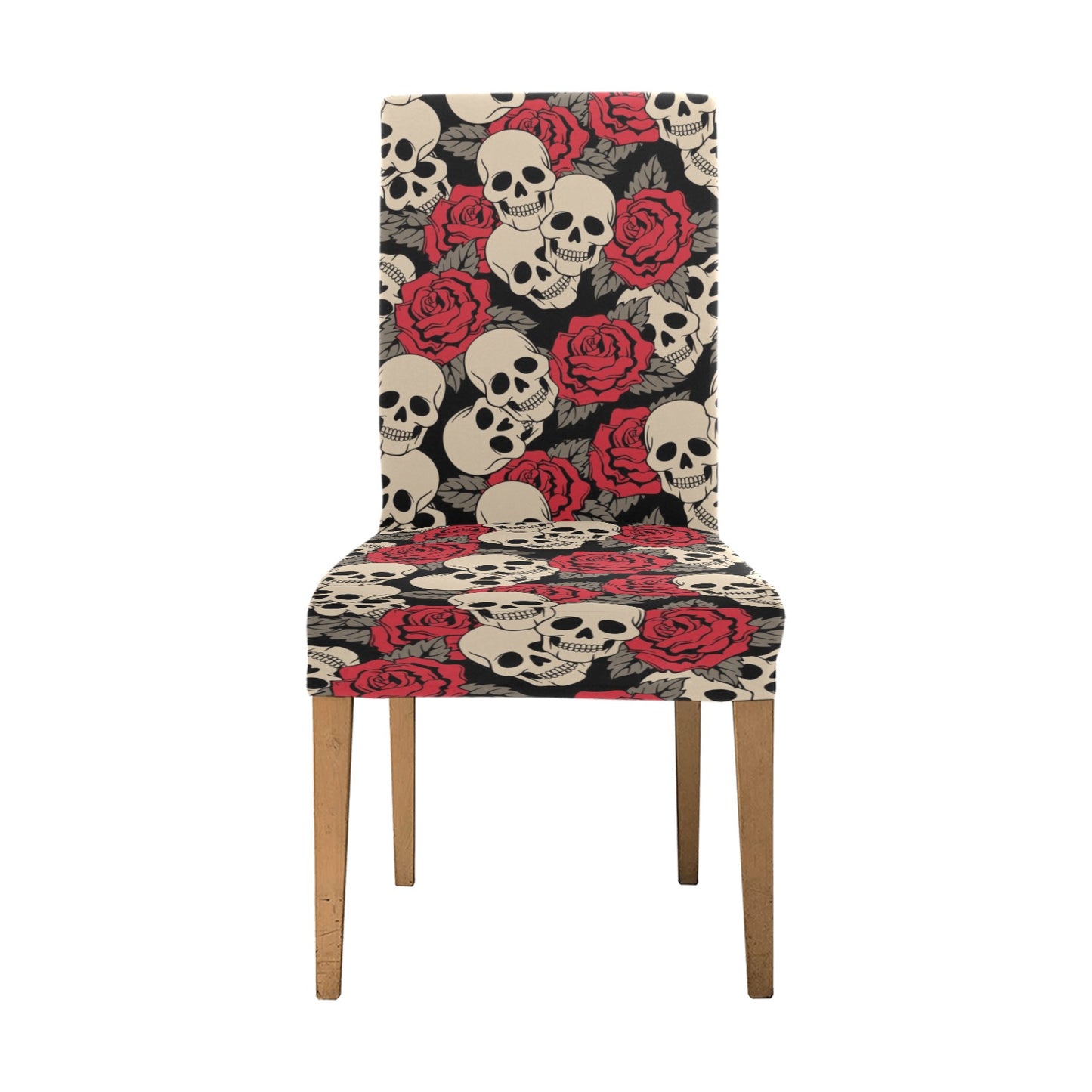 Skull And Roses Print Design LKS301 Dining Chair Slipcover