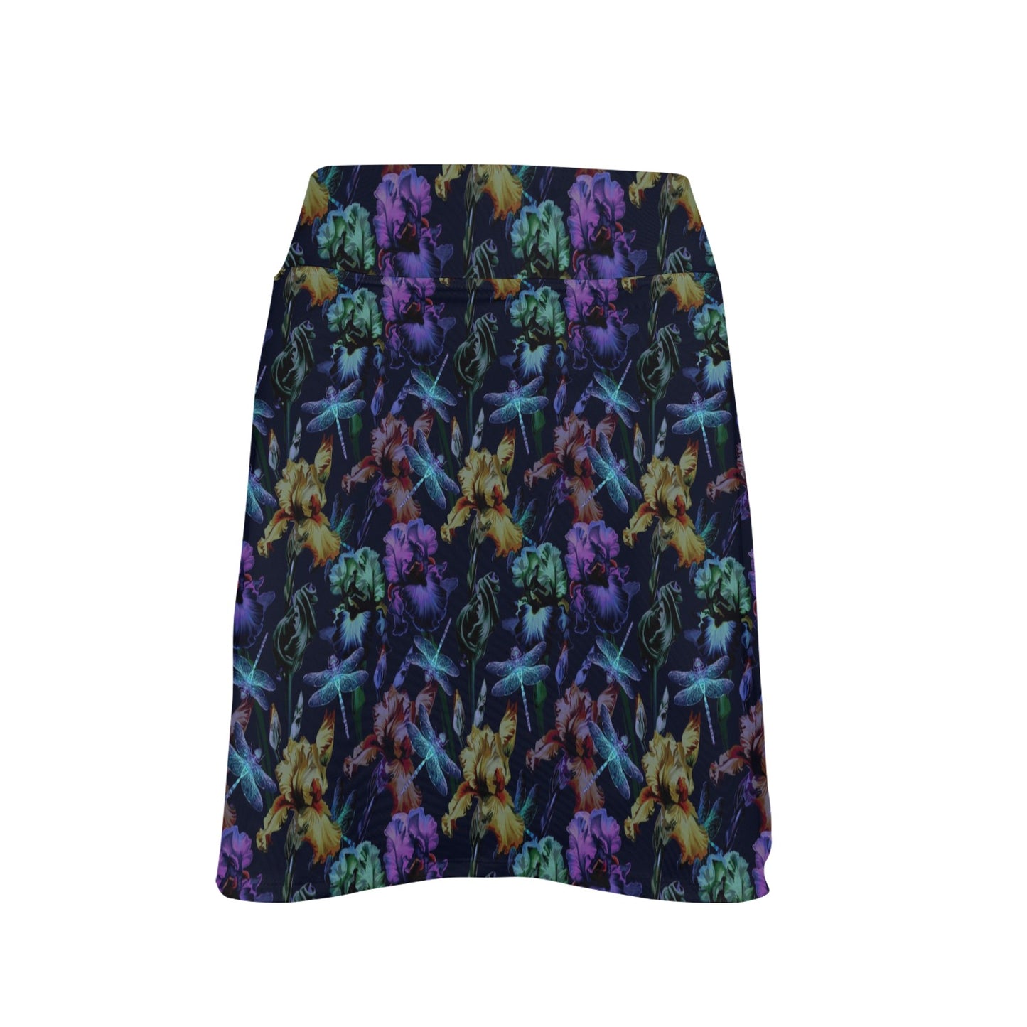 Dragonfly With Floral Print Pattern 17" Golf & Pickleball Skort with Pockets