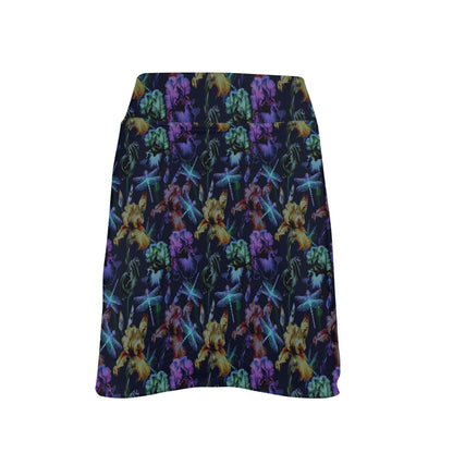 Dragonfly With Floral Print Pattern 17" Golf & Pickleball Skort with Pockets