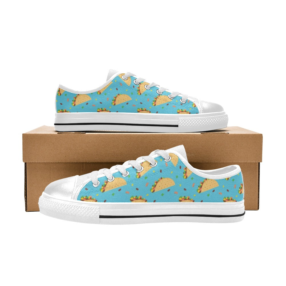 Taco Print Design LKS303 Women's White Low Top Shoes